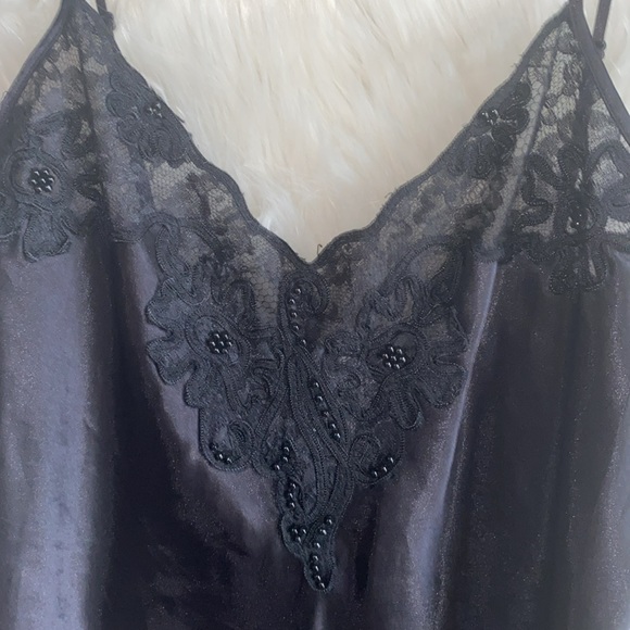 Cacique Chemise Size M Vintage Lace Floral Ruffle Spaghetti Strap Slip Dress - Picture 7 of 10